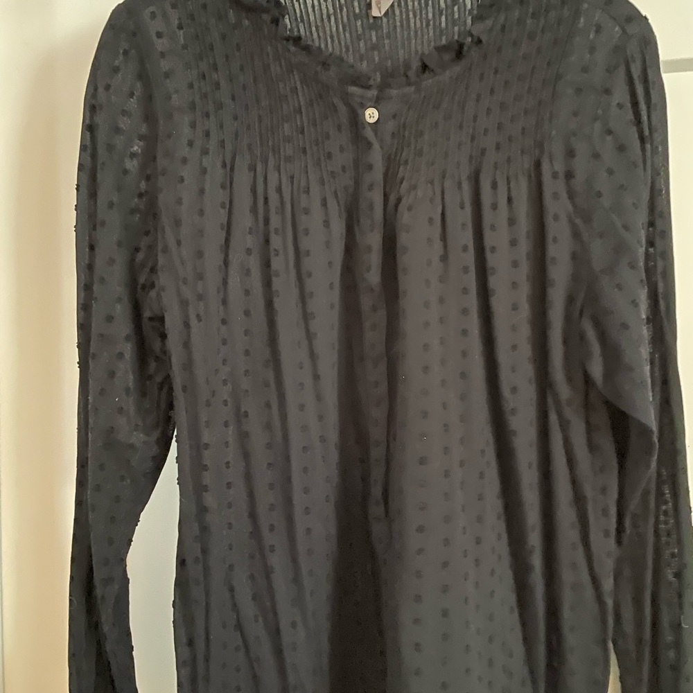 J. Crew Black Textured Long Sleeve Blouse